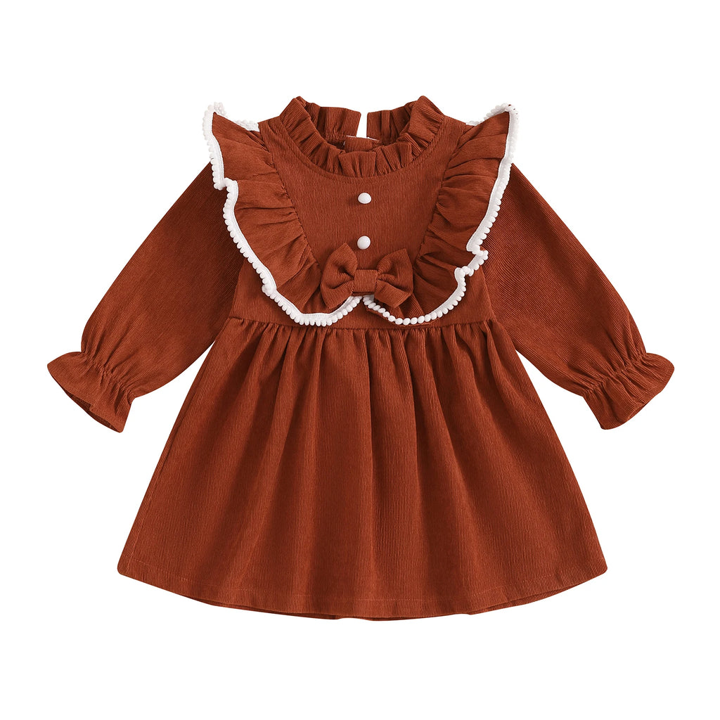 Robe En Velours trapèze marron