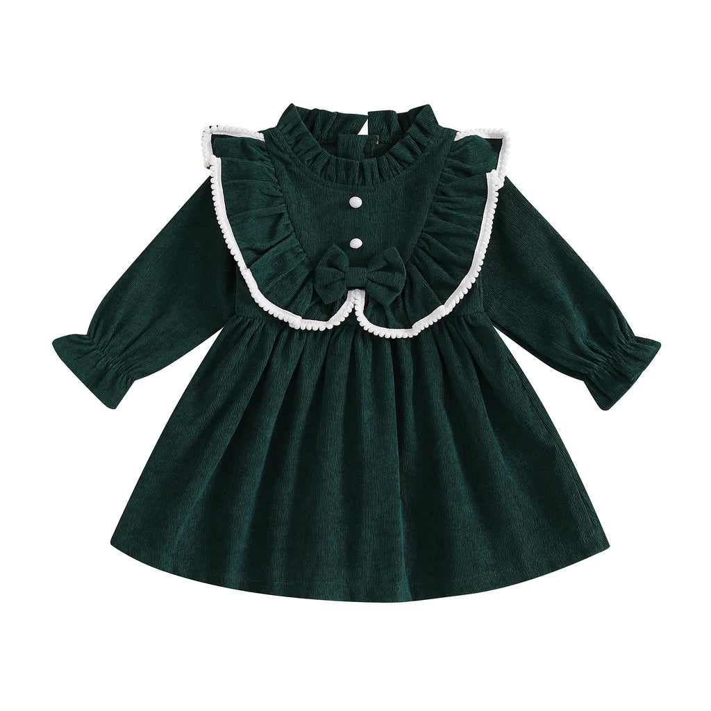 Robe En Velours trapèze verte