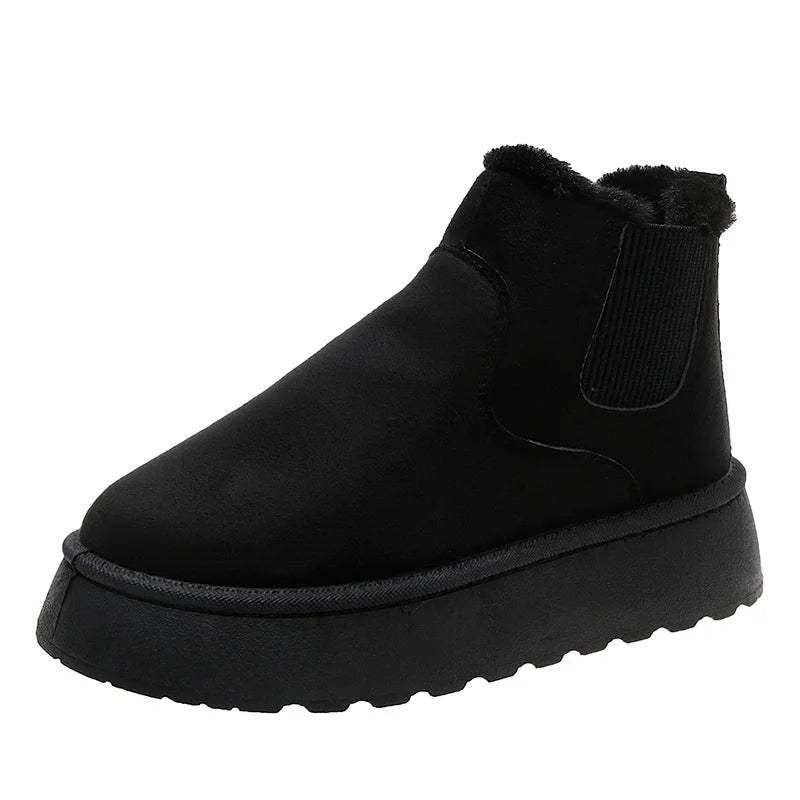 zoom bottes hiver noires pour femmes décontractés sans lacet