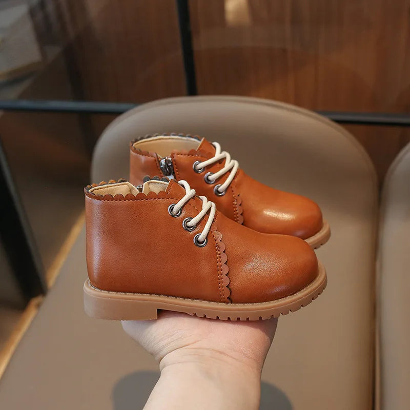 Bottes en cuir pour filles marron