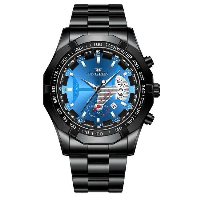 Montre de Luxe FNGEEN noir et bleu