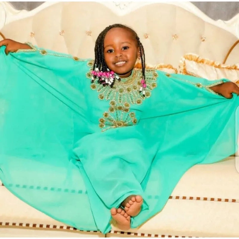 Caftan pour enfant turquoise