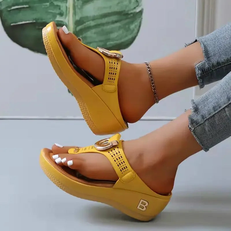 Sandales d'été tongs jaunes