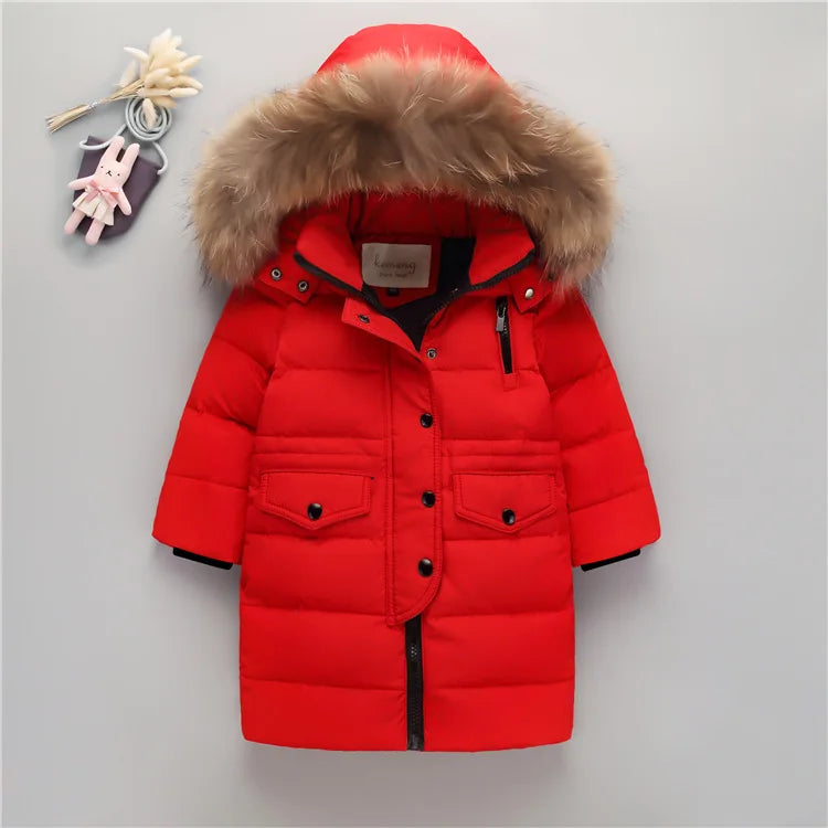 Manteau Long Chaud pour Enfant rouge
