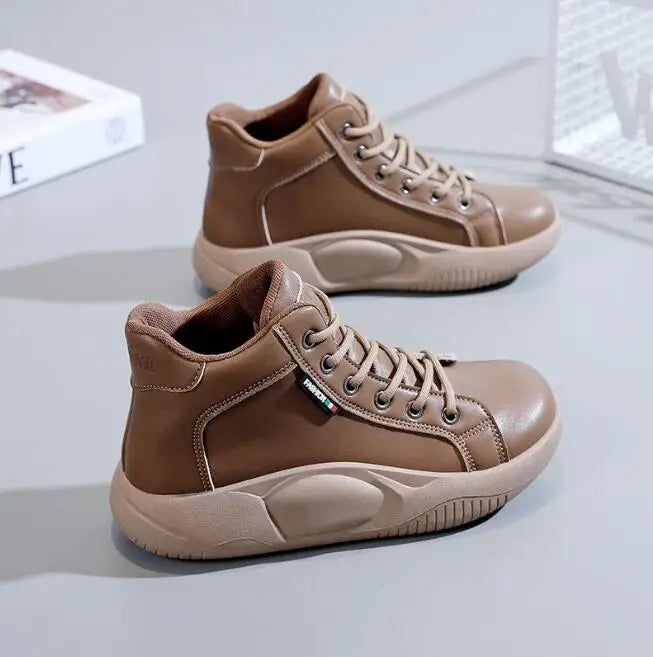 Baskets montantes marrons à plateforme pour femmes