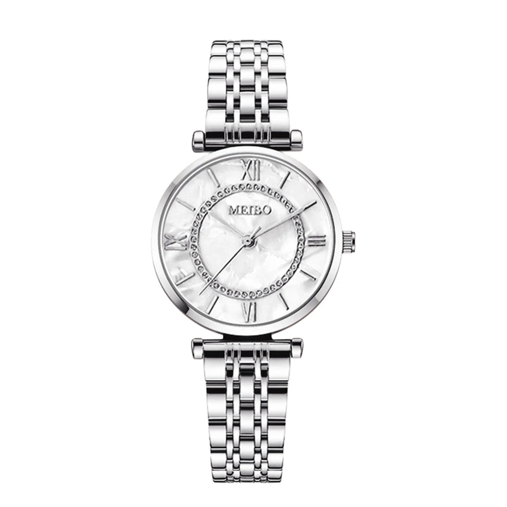 Montre-bracelet à quartz pour femmes de marque supérieure argent