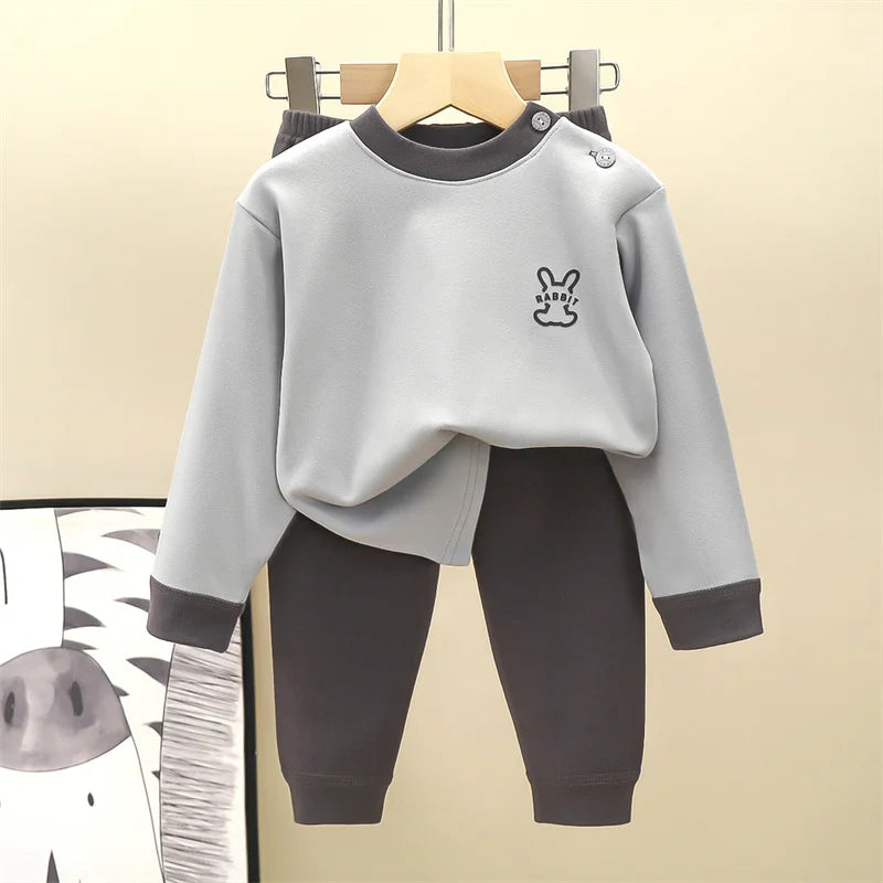 Pyjamas chauds pour enfants 2 pièces gris