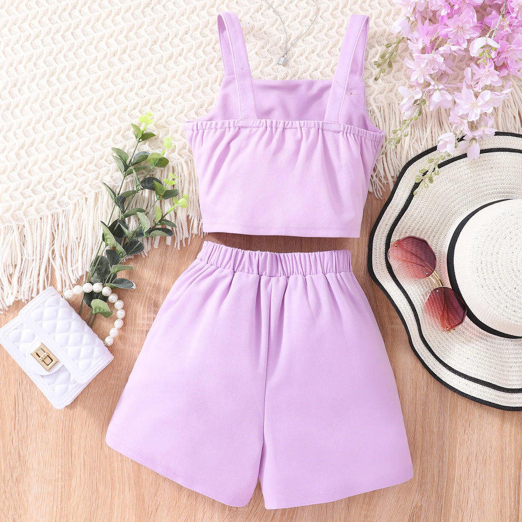 Tenue été haut chic + short violet