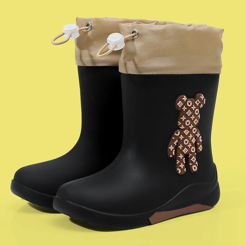 Bottes de pluie imperméables pour enfants noires