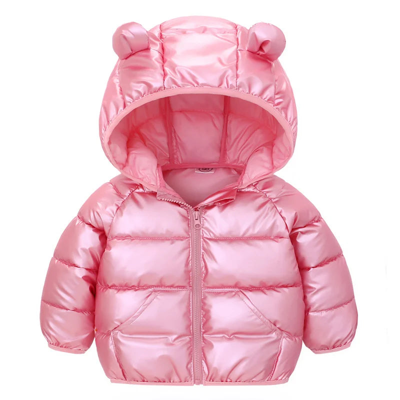 Doudoune à capuche avec oreilles mignonnes rose