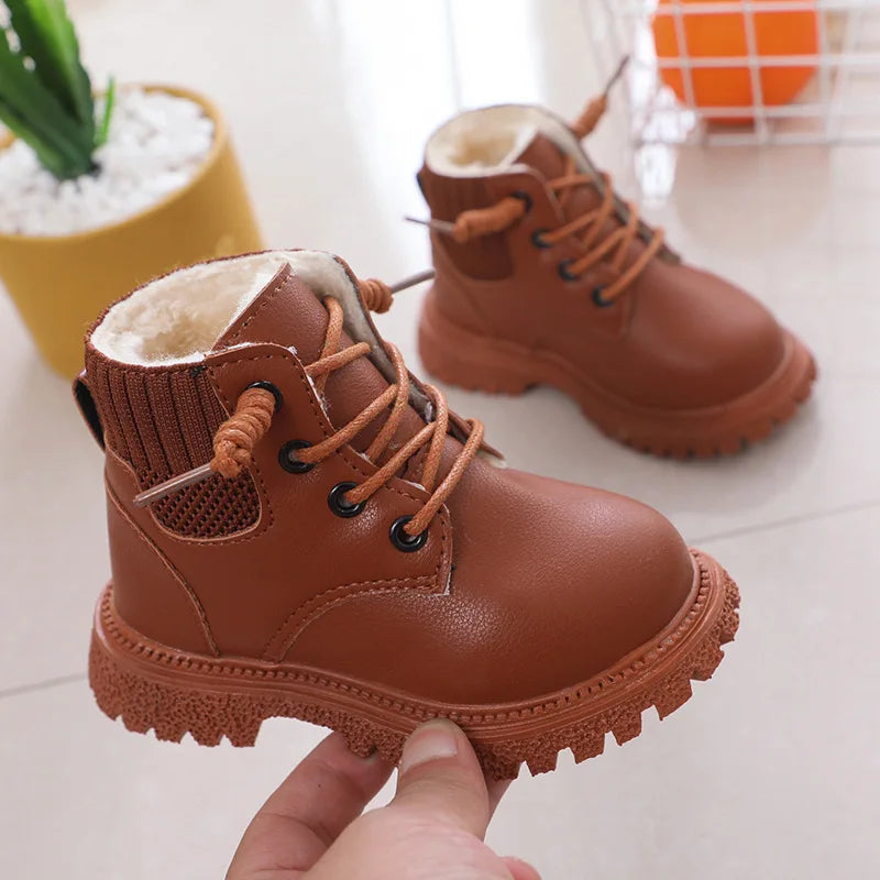 Bottes d'hiver tendance pour enfants marron