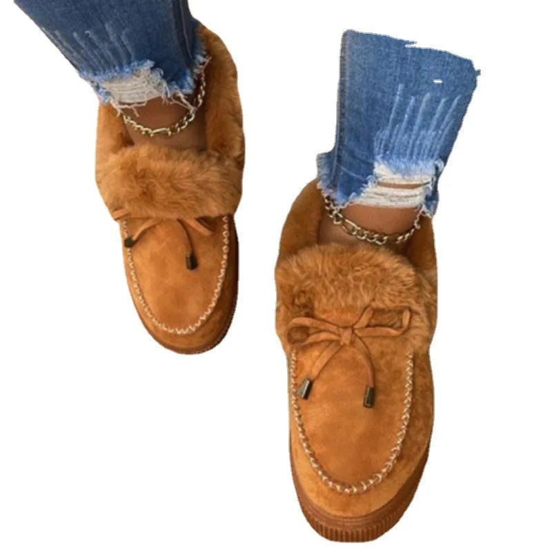 Chaussures hiver avec fourrure chaude marron clair