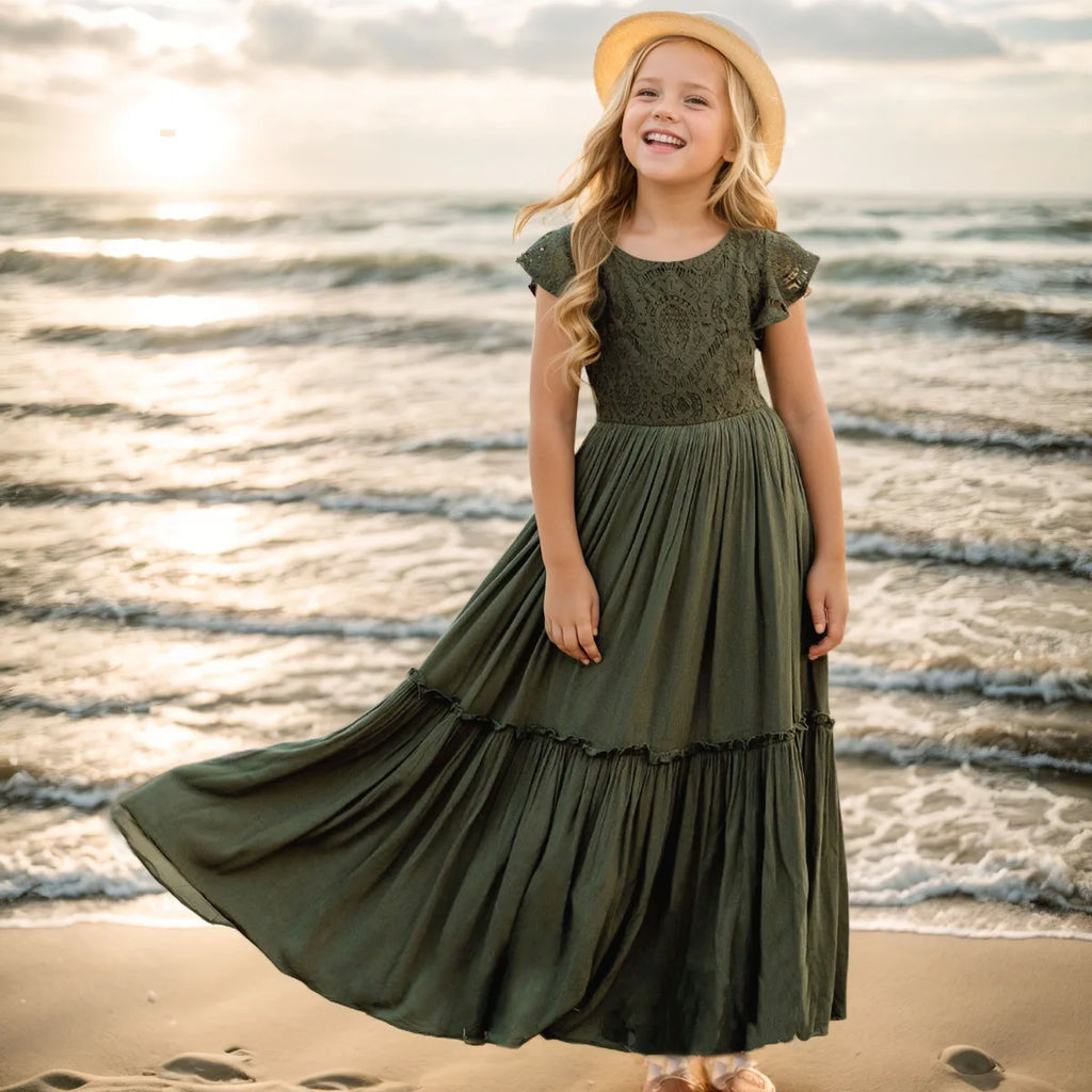 Robe style bohème olive