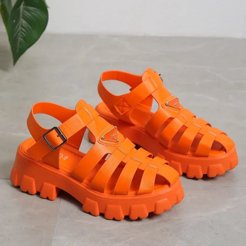 Chaussures gladiateur orange