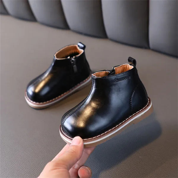 Bottes en cuir pour enfant noires