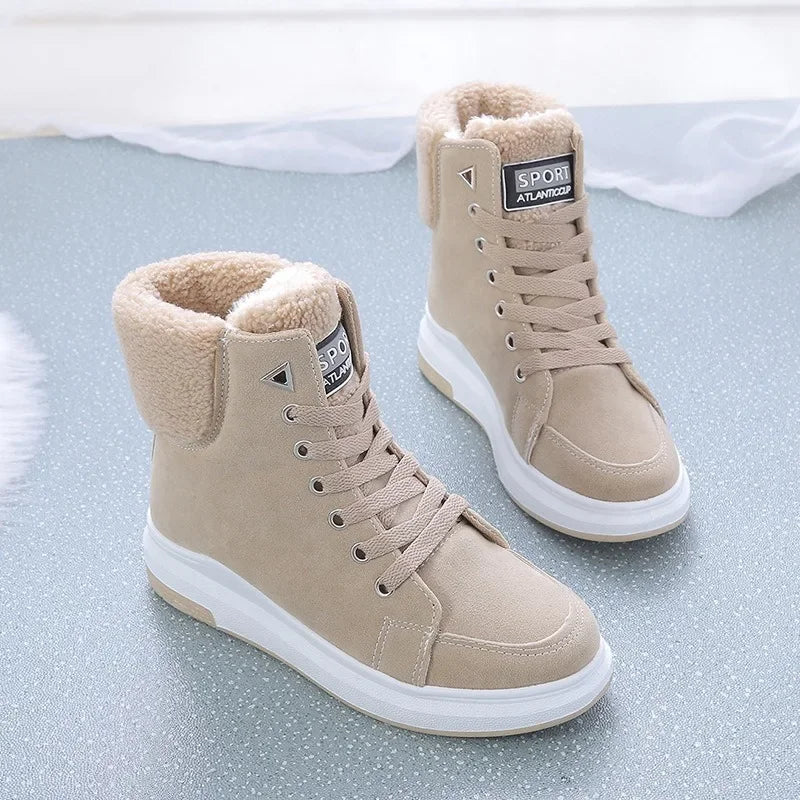 Bottines d'hiver pour femmes de couleur beige