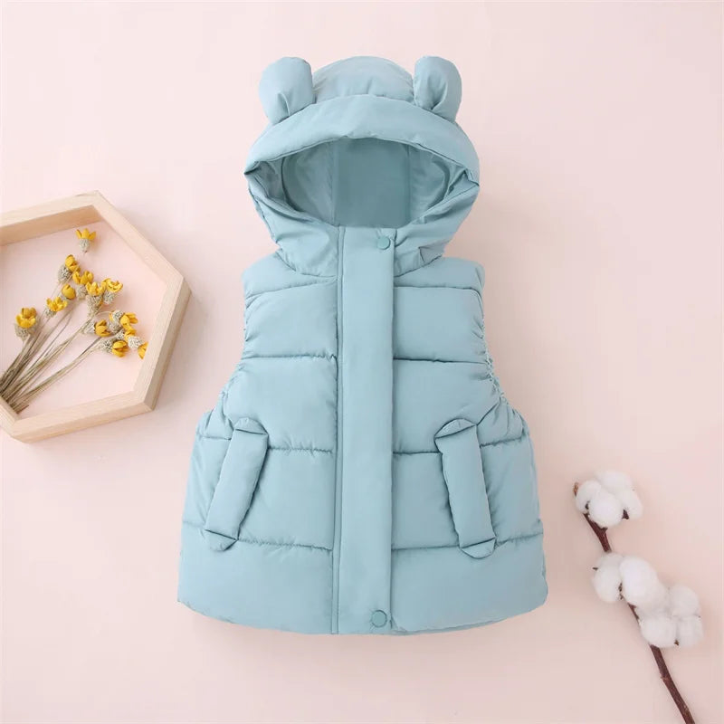 Gilet chaud à capuche bleu