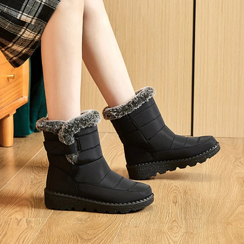 Bottes d'hiver noires imperméables pour femmes