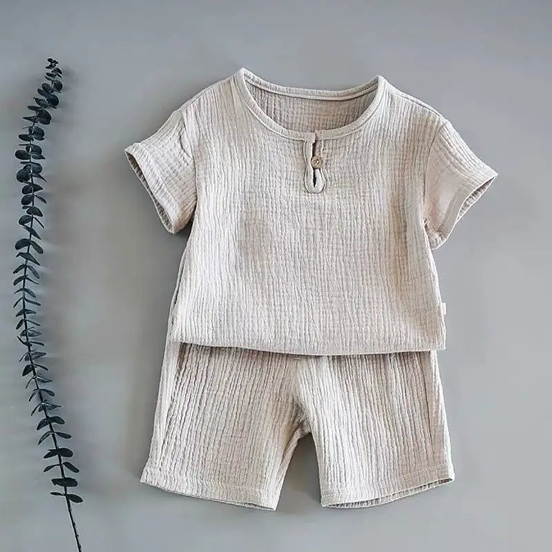 Ensemble 2 Pièces en coton et lin gris
