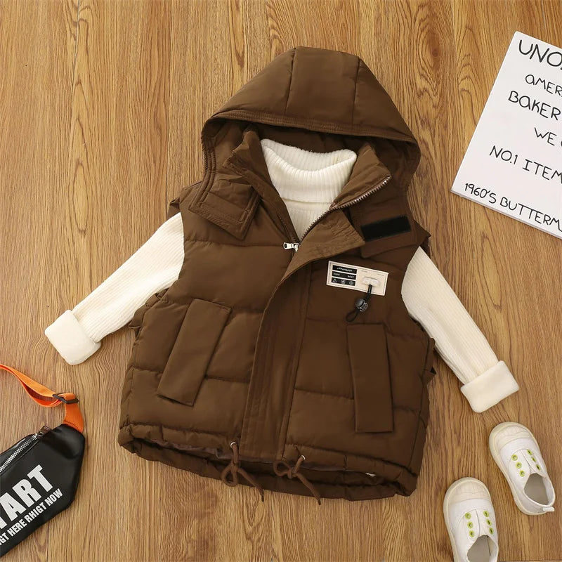 Gilet à capuche pour enfants marron