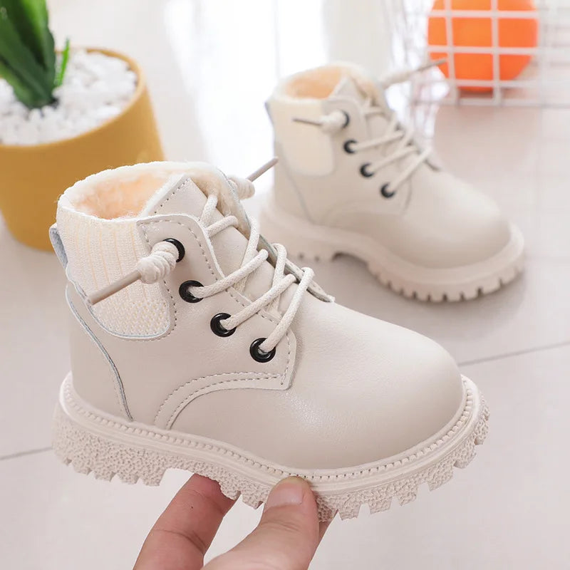 Bottes d'hiver tendance pour enfants blanches