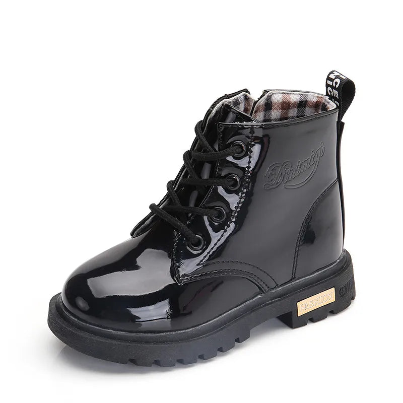 Bottes en cuir avec intérieur jacquard noires