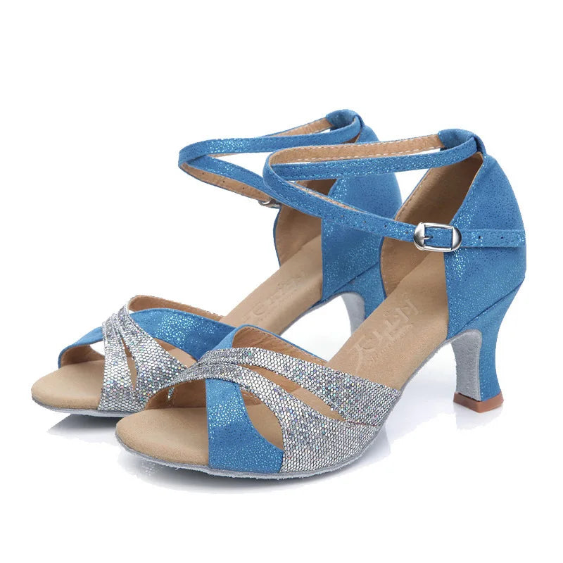 Chaussures de danse latine cyan