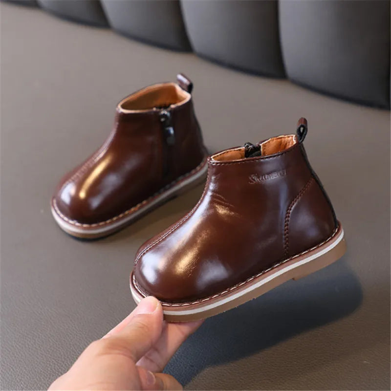 Bottes en cuir pour enfant marron