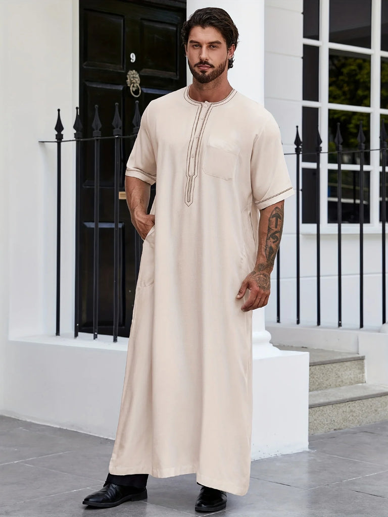 Abaya Nabil abricot pour homme unique vue de dos