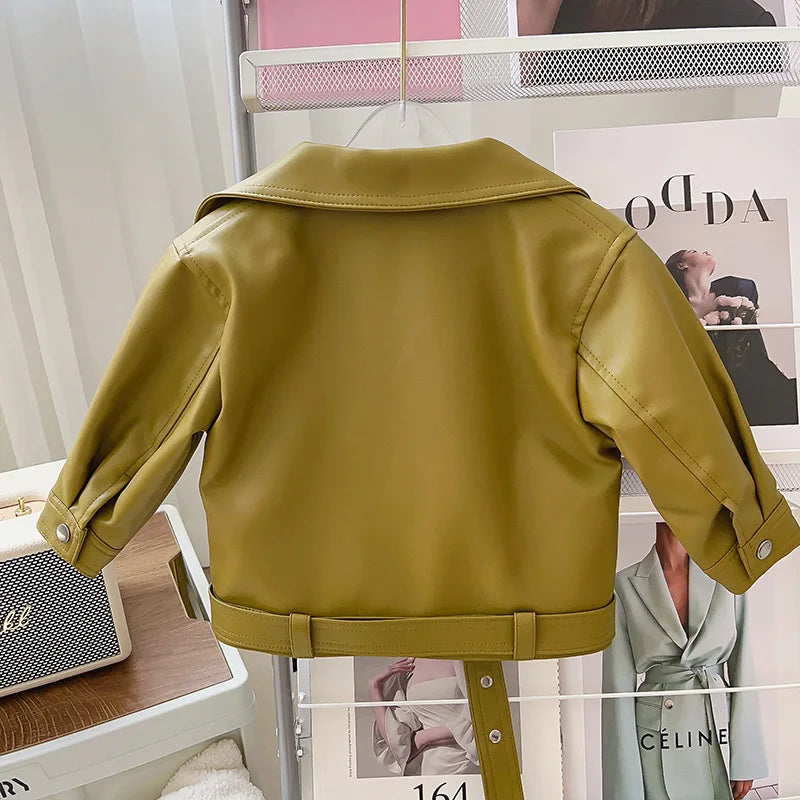 Veste en cuir kaki