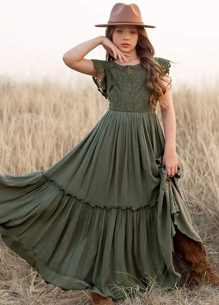 Robe bohème olive