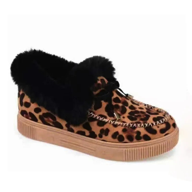 Chaussures hiver avec fourrure chaude léopard