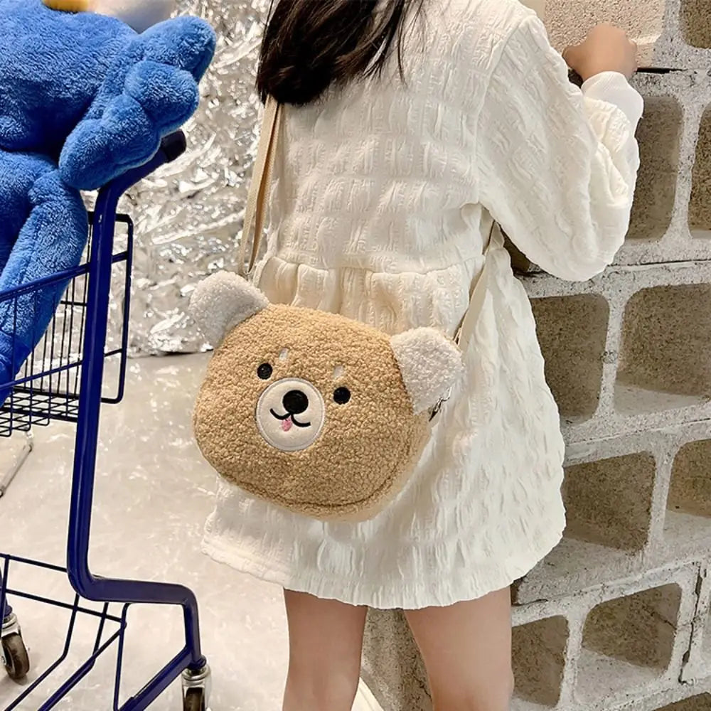 sac à bandoulière en peluche doux marron