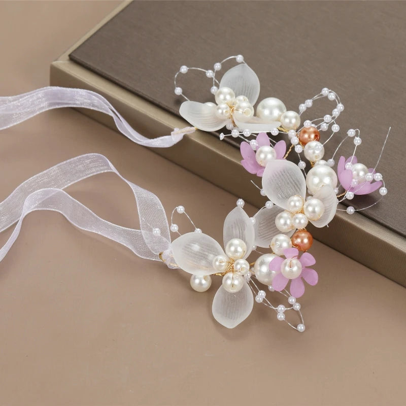  couronne de perles et de fleurs violette