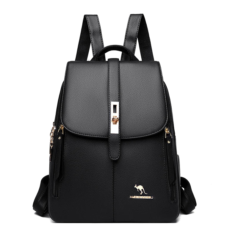 Sac à Dos de Voyage en Cuir pour Femmes noir