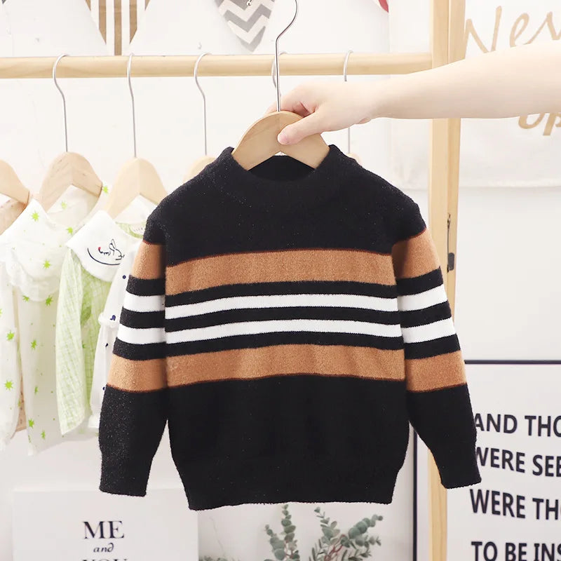 Pull rayé noir pour enfants de 2 à 6 ans