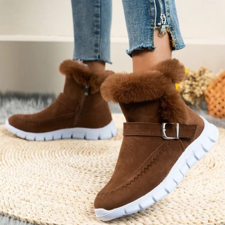Bottes d'hiver marrons en daim pour femmes 