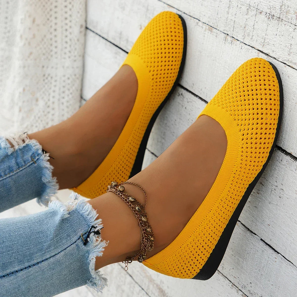 Chaussures plates pour femmes jaune