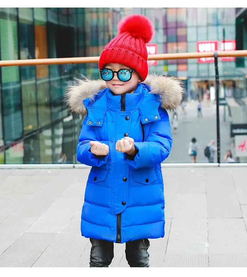 Manteau Long Chaud bleu