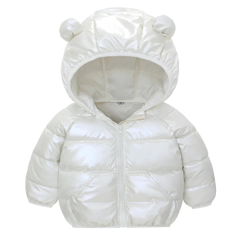 Doudoune à capuche avec oreilles mignonnes blanche