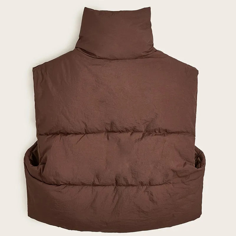 Veste sans manches marron vue de dos