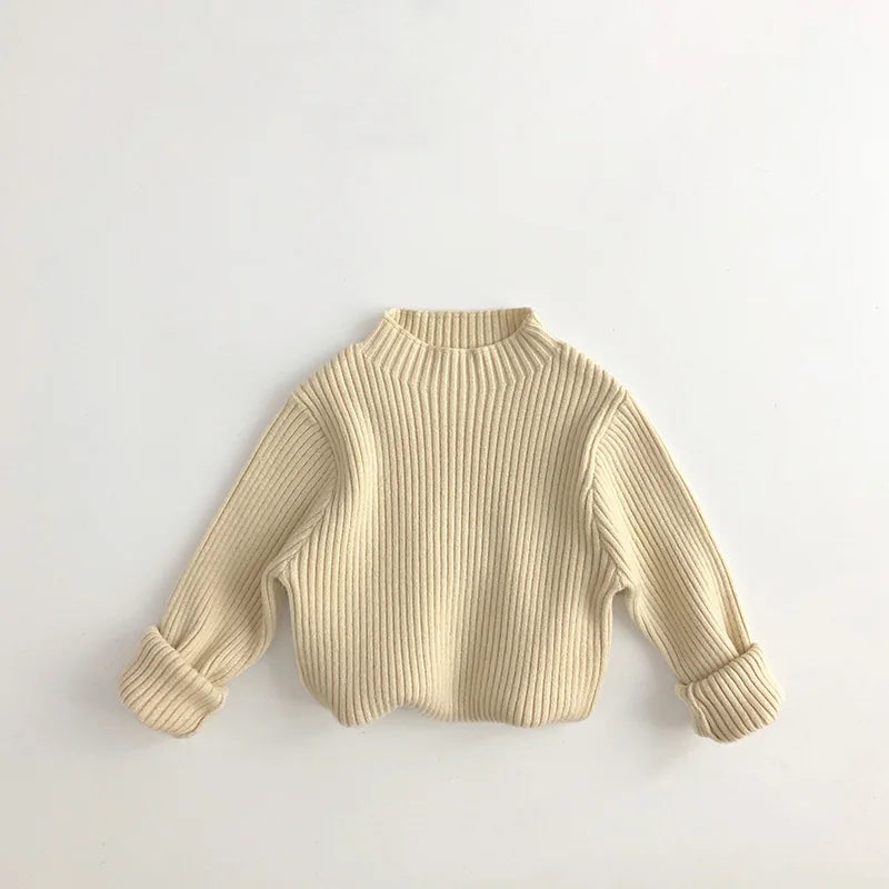 Pull tricoté à manches longues pour bébé beige