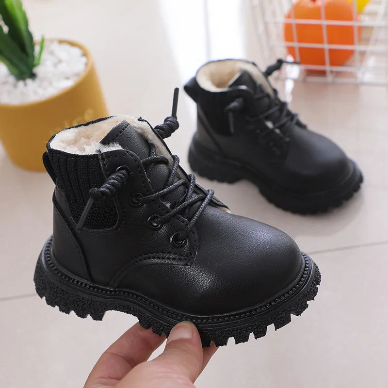Bottes d'hiver tendance pour enfants noires